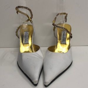 Sebastian Made in Italy White Satin Pump wAnkle